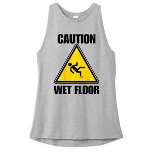 Caution Wet Floor Sign Funny Lazy Easy Halloween Costume Ladies PosiCharge Tri-Blend Wicking Tank