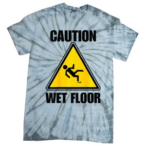 Caution Wet Floor Sign Funny Lazy Easy Halloween Costume Tie-Dye T-Shirt