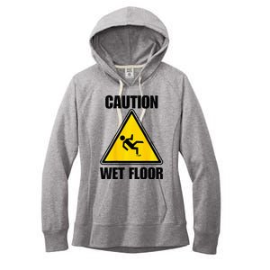 Caution Wet Floor Sign Funny Lazy Easy Halloween Costume Women's Fleece Hoodie