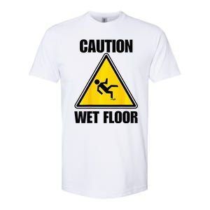 Caution Wet Floor Sign Funny Lazy Easy Halloween Costume Softstyle CVC T-Shirt