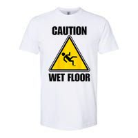 Caution Wet Floor Sign Funny Lazy Easy Halloween Costume Softstyle CVC T-Shirt