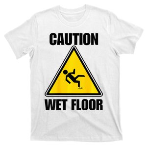 Caution Wet Floor Sign Funny Lazy Easy Halloween Costume T-Shirt