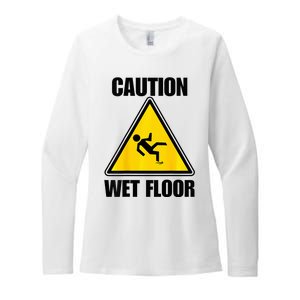 Caution Wet Floor Sign Funny Lazy Easy Halloween Costume Womens CVC Long Sleeve Shirt