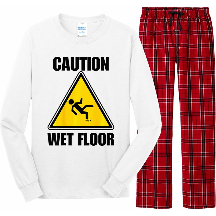 Caution Wet Floor Sign Funny Lazy Easy Halloween Costume Long Sleeve Pajama Set