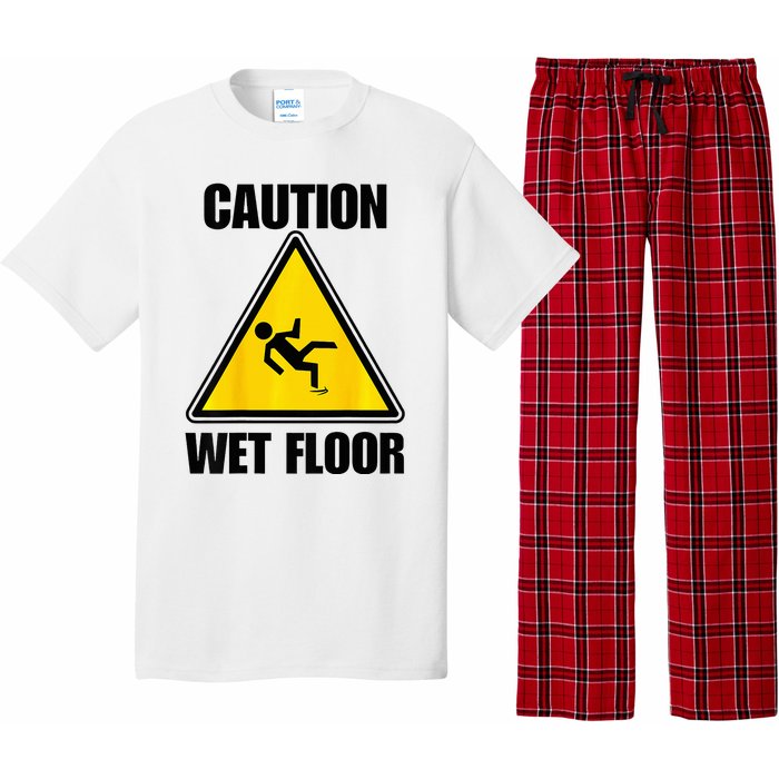 Caution Wet Floor Sign Funny Lazy Easy Halloween Costume Pajama Set