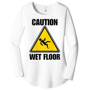 Caution Wet Floor Sign Funny Lazy Easy Halloween Costume Women's Perfect Tri Tunic Long Sleeve Shirt