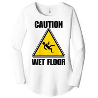 Caution Wet Floor Sign Funny Lazy Easy Halloween Costume Women's Perfect Tri Tunic Long Sleeve Shirt