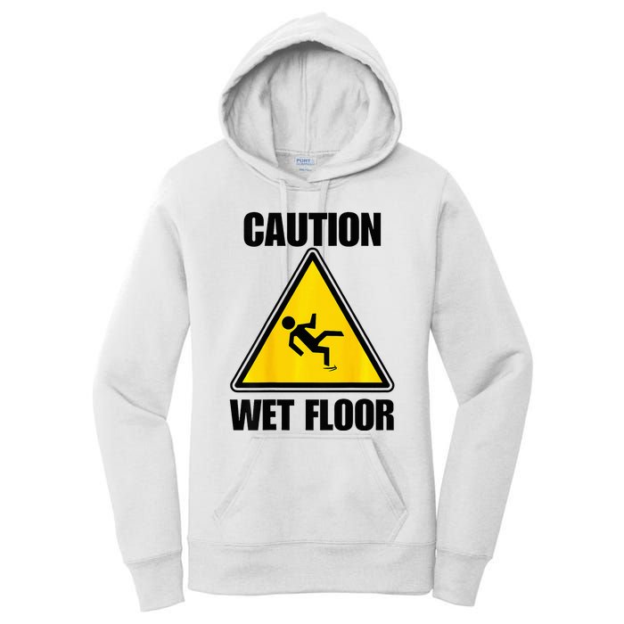 Caution Wet Floor Sign Funny Lazy Easy Halloween Costume Women's Pullover Hoodie