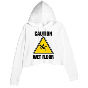 Caution Wet Floor Sign Funny Lazy Easy Halloween Costume Crop Fleece Hoodie