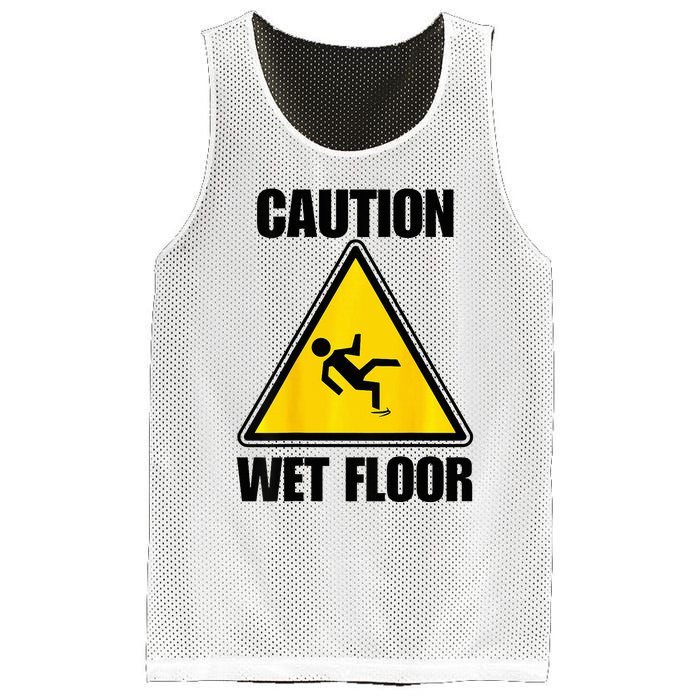 Caution Wet Floor Sign Funny Lazy Easy Halloween Costume Mesh Reversible Basketball Jersey Tank