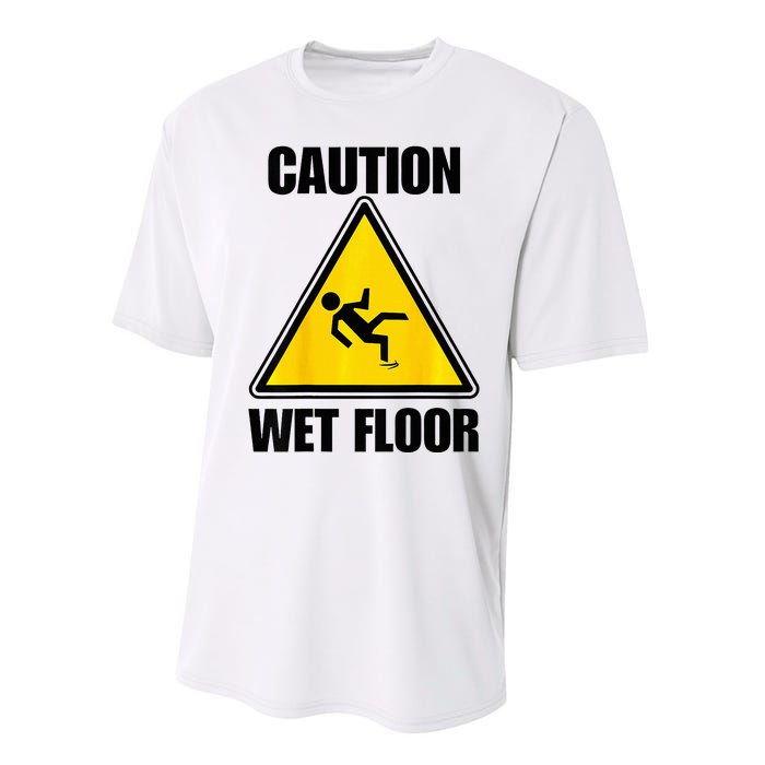 Caution Wet Floor Sign Funny Lazy Easy Halloween Costume Performance Sprint T-Shirt