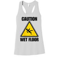 Caution Wet Floor Sign Funny Lazy Easy Halloween Costume Women's Racerback Tank