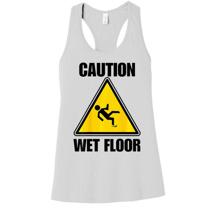 Caution Wet Floor Sign Funny Lazy Easy Halloween Costume Women's Racerback Tank