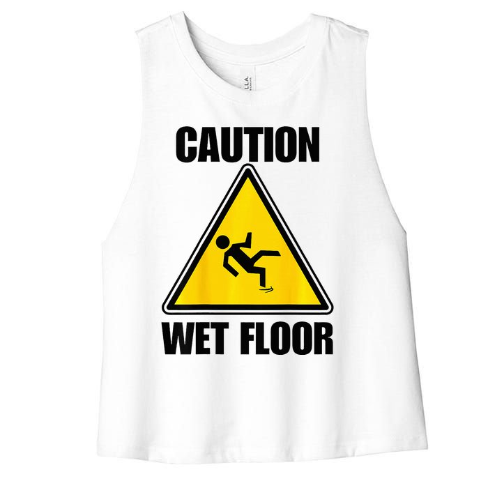 Caution Wet Floor Sign Funny Lazy Easy Halloween Costume Women's Racerback Cropped Tank