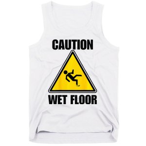 Caution Wet Floor Sign Funny Lazy Easy Halloween Costume Tank Top