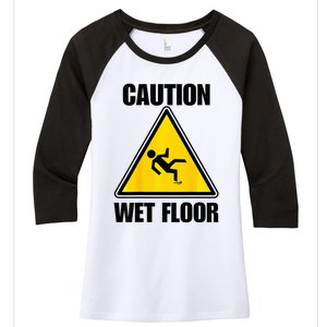 Caution Wet Floor Sign Funny Lazy Easy Halloween Costume Women's Tri-Blend 3/4-Sleeve Raglan Shirt