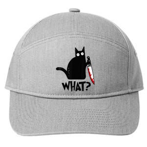 Cat What Funny Black Cat Murderous Cat With Knife  7-Panel Snapback Hat