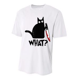 Cat What Funny Black Cat Murderous Cat With Knife  Performance Sprint T-Shirt