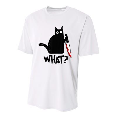 Cat What Funny Black Cat Murderous Cat With Knife  Youth Performance Sprint T-Shirt