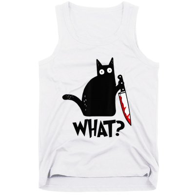 Cat What Funny Black Cat Murderous Cat With Knife  Tank Top