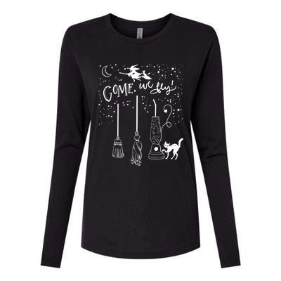 Come We Fly Witch Mop Broom Vacuum Flying Halloween Gift Womens Cotton Relaxed Long Sleeve T-Shirt