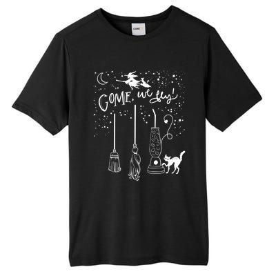 Come We Fly Witch Mop Broom Vacuum Flying Halloween Gift Tall Fusion ChromaSoft Performance T-Shirt