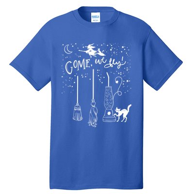 Come We Fly Witch Mop Broom Vacuum Flying Halloween Gift Tall T-Shirt