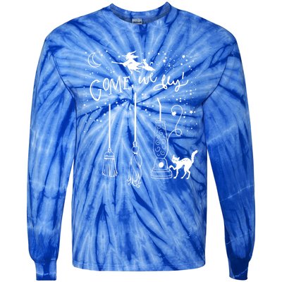 Come We Fly Witch Mop Broom Vacuum Flying Halloween Gift Tie-Dye Long Sleeve Shirt