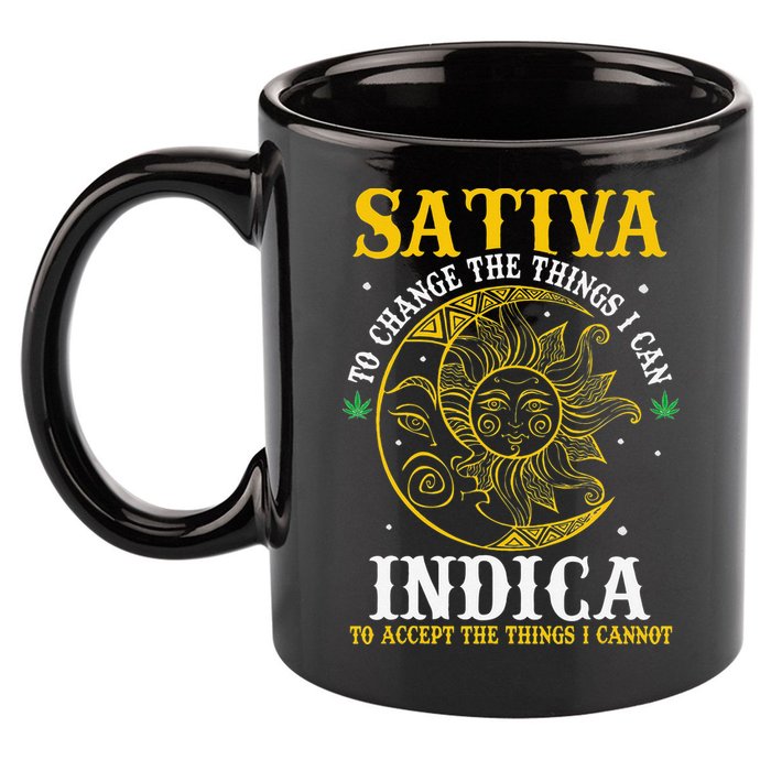 Cannabis Weed Fun Sativa To Change The Things I Can Indica 11oz C Handle Ceramic Mug