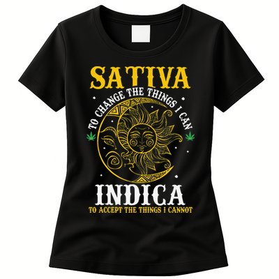 Cannabis Weed Fun Sativa To Change The Things I Can Indica Womens T-Shirt