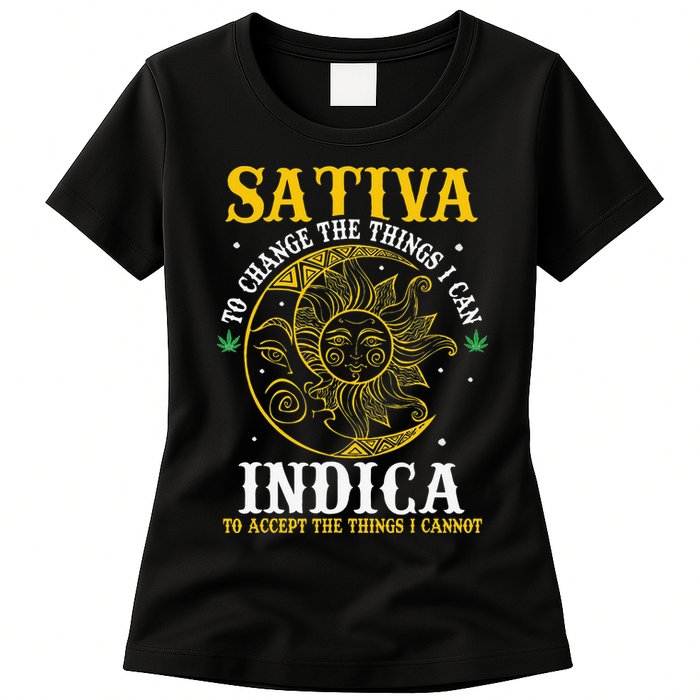 Cannabis Weed Fun Sativa To Change The Things I Can Indica Womens T-Shirt