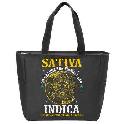 Cannabis Weed Fun Sativa To Change The Things I Can Indica Zip Tote Bag
