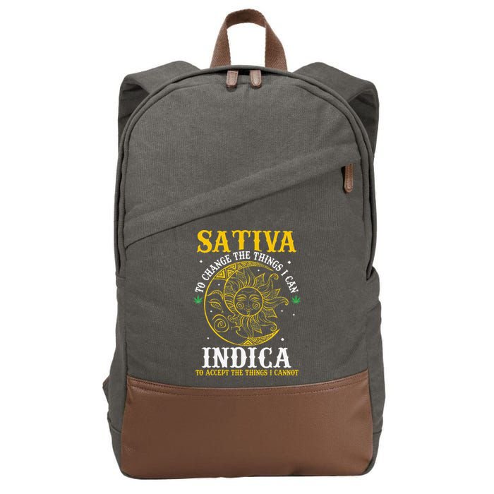 Cannabis Weed Fun Sativa To Change The Things I Can Indica Cotton Canvas Backpack