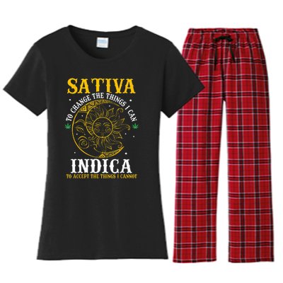 Cannabis Weed Fun Sativa To Change The Things I Can Indica Women's Flannel Pajama Set