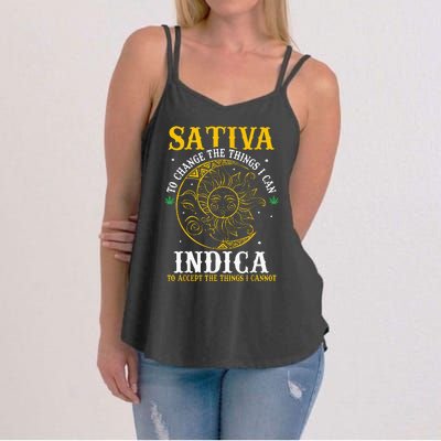 Cannabis Weed Fun Sativa To Change The Things I Can Indica Women's Strappy Tank