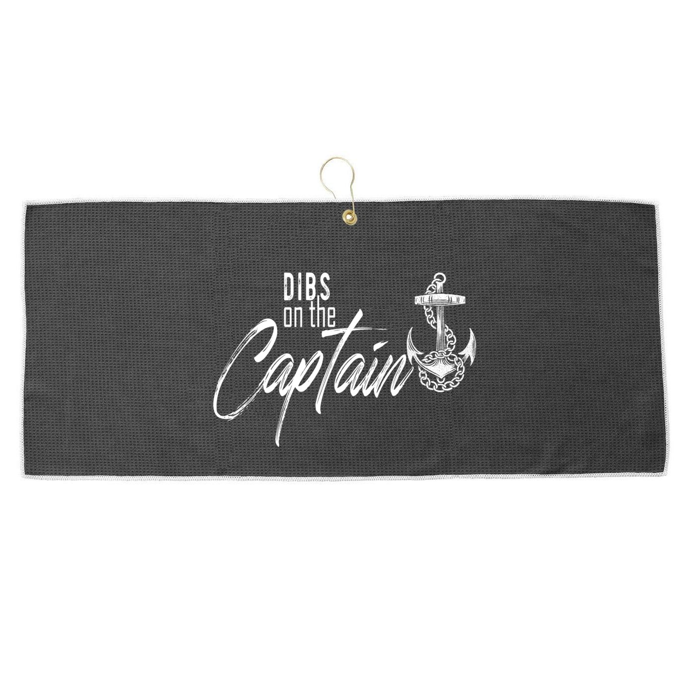Captain Wife Funny Dibs On The Captain Gift Large Microfiber Waffle Golf Towel