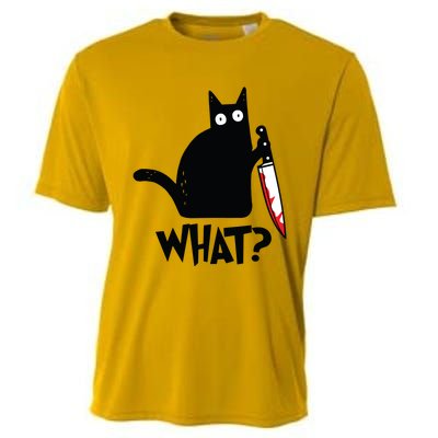 Cat What Funny Black Cat Murderous Cat With Knife Cooling Performance Crew T-Shirt