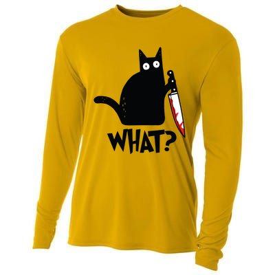 Cat What Funny Black Cat Murderous Cat With Knife Cooling Performance Long Sleeve Crew