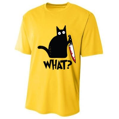 Cat What Funny Black Cat Murderous Cat With Knife Performance Sprint T-Shirt