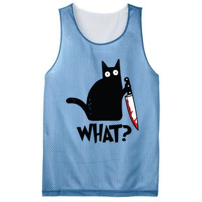 Cat What Funny Black Cat Murderous Cat With Knife Mesh Reversible Basketball Jersey Tank