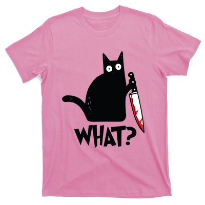 Cat What Funny Black Cat Murderous Cat With Knife T-Shirt