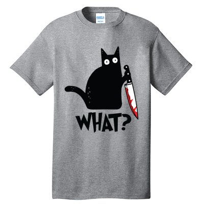 Cat What Funny Black Cat Murderous Cat With Knife Tall T-Shirt