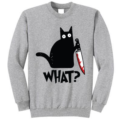 Cat What Funny Black Cat Murderous Cat With Knife Tall Sweatshirt