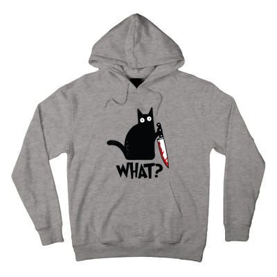 Cat What Funny Black Cat Murderous Cat With Knife Tall Hoodie