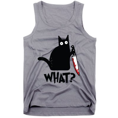 Cat What Funny Black Cat Murderous Cat With Knife Tank Top