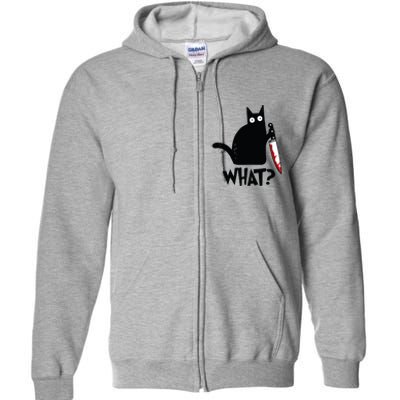 Cat What Funny Black Cat Murderous Cat With Knife Full Zip Hoodie