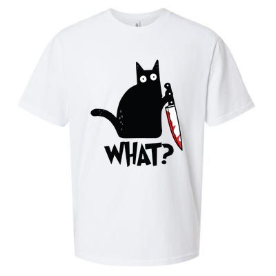 Cat What Funny Black Cat Murderous Cat With Knife Sueded Cloud Jersey T-Shirt