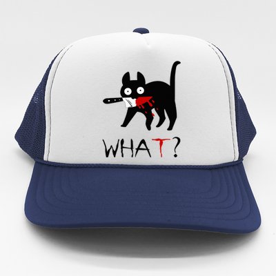 Cat What Funny Black Cat Murderous Cat With Knife Trucker Hat