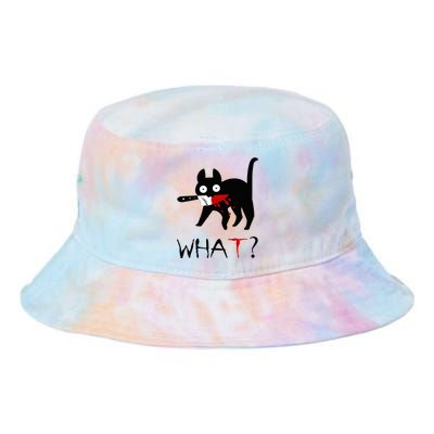 Cat What Funny Black Cat Murderous Cat With Knife Tie Dye Newport Bucket Hat