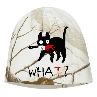 Cat What Funny Black Cat Murderous Cat With Knife Kati - Camo Knit Beanie